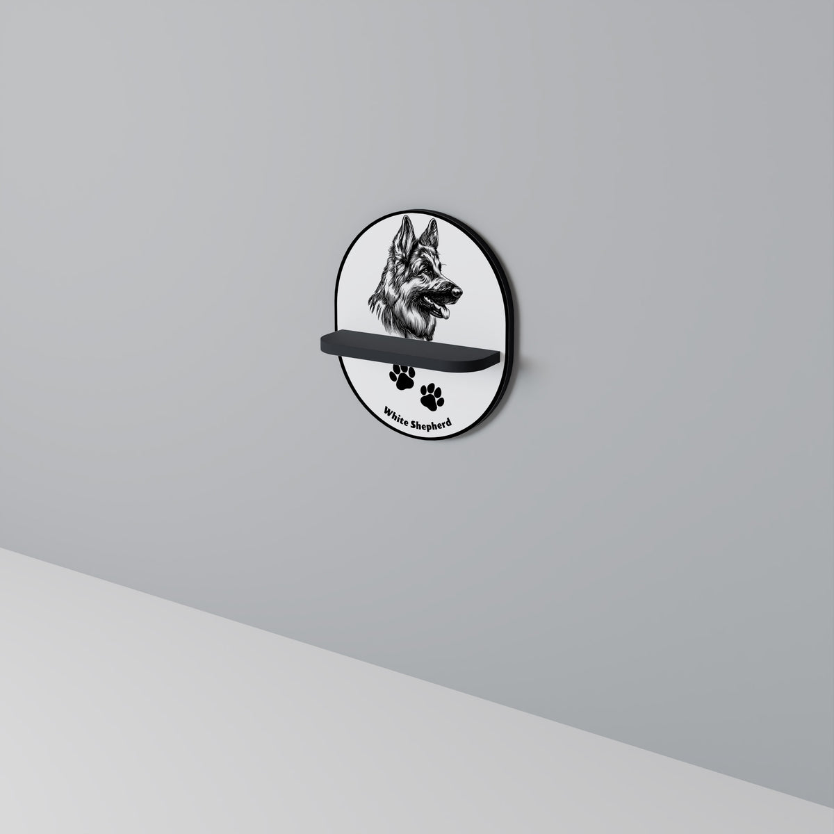 WHITE SHEPHERD DOG Art Shelf