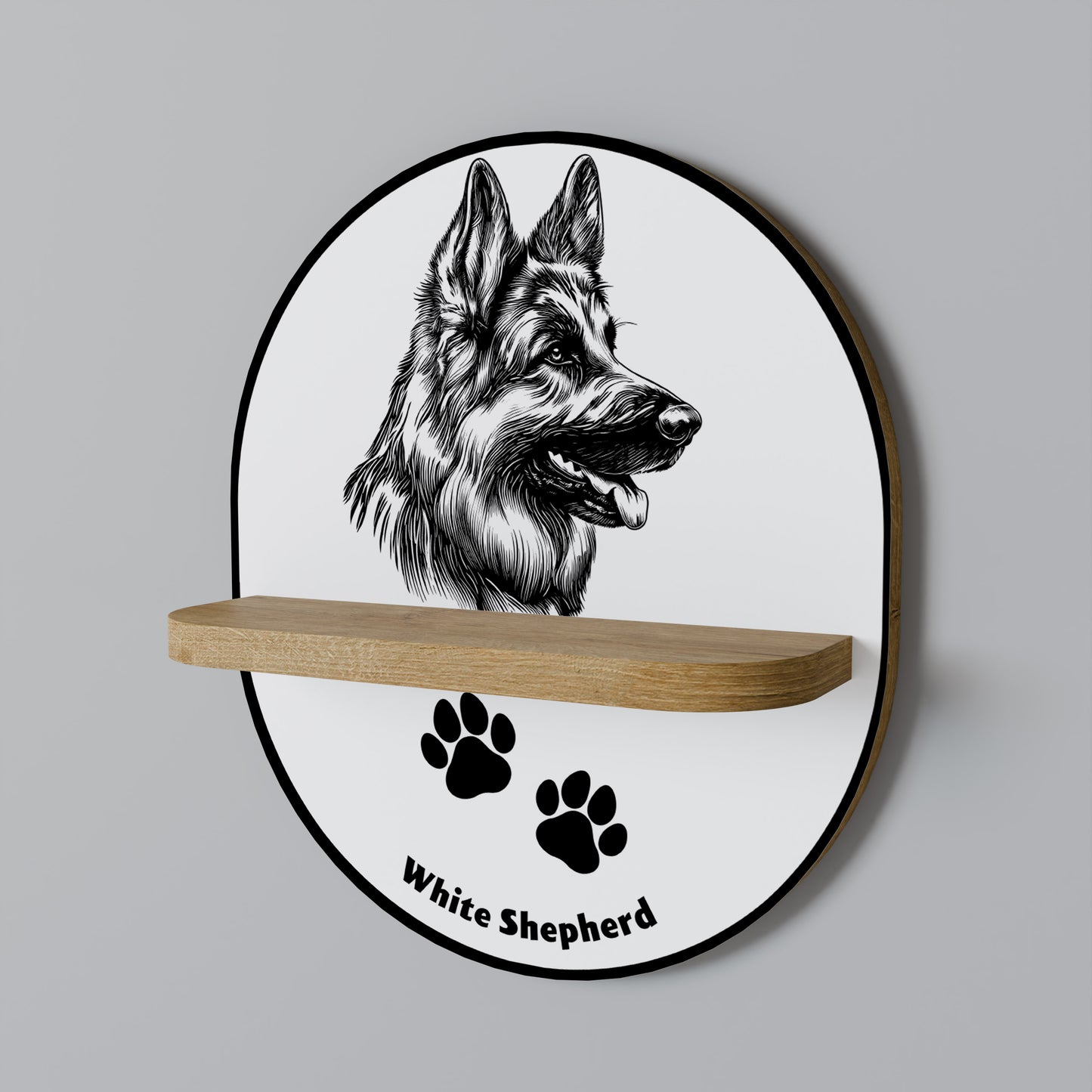 WHITE SHEPHERD DOG Dekoratives Wandregal