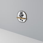 WHITE SHEPHERD DOG Ovales Kunstregal in Eiche-Optik