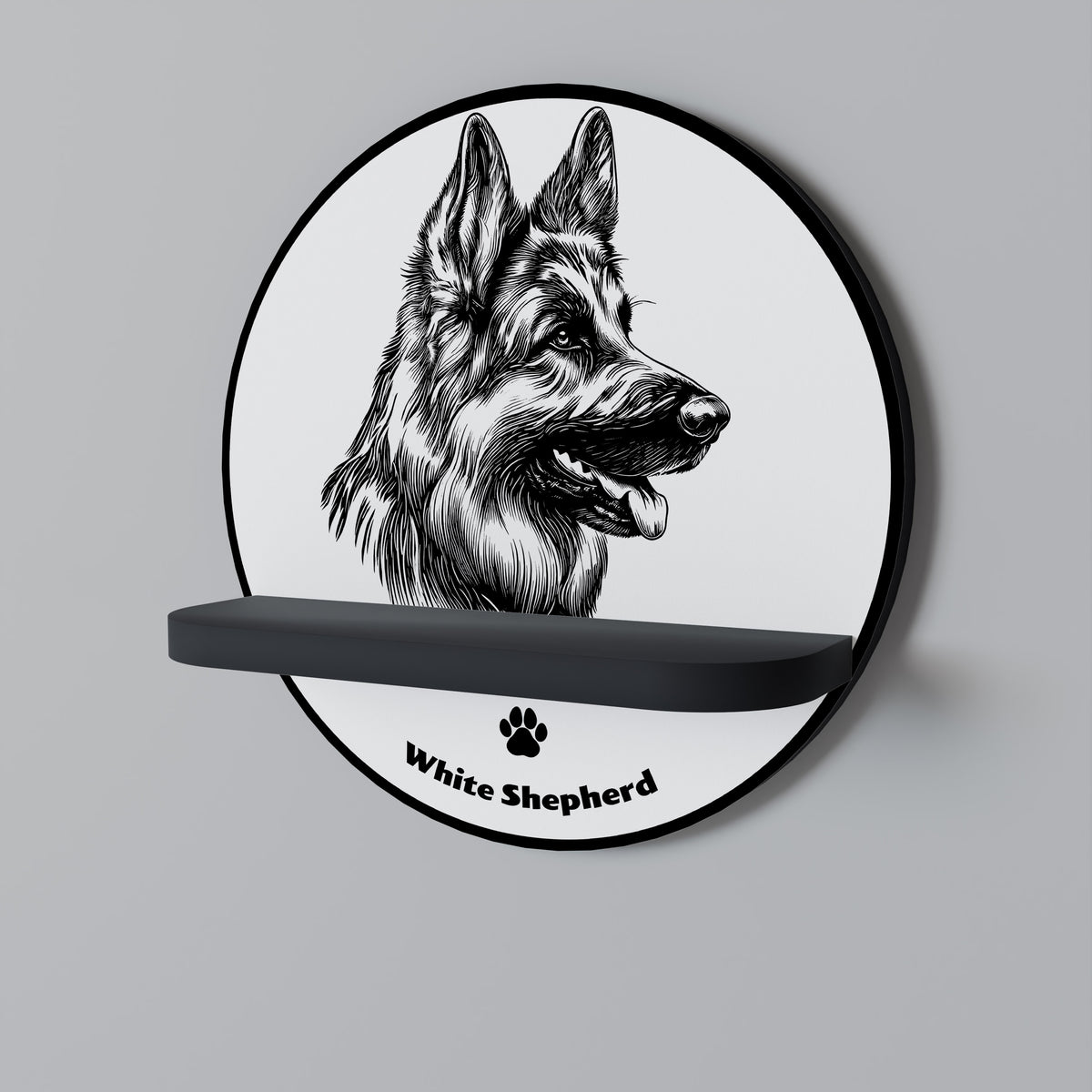 WHITE SHEPHERD DOG Dekoratives Wandregal
