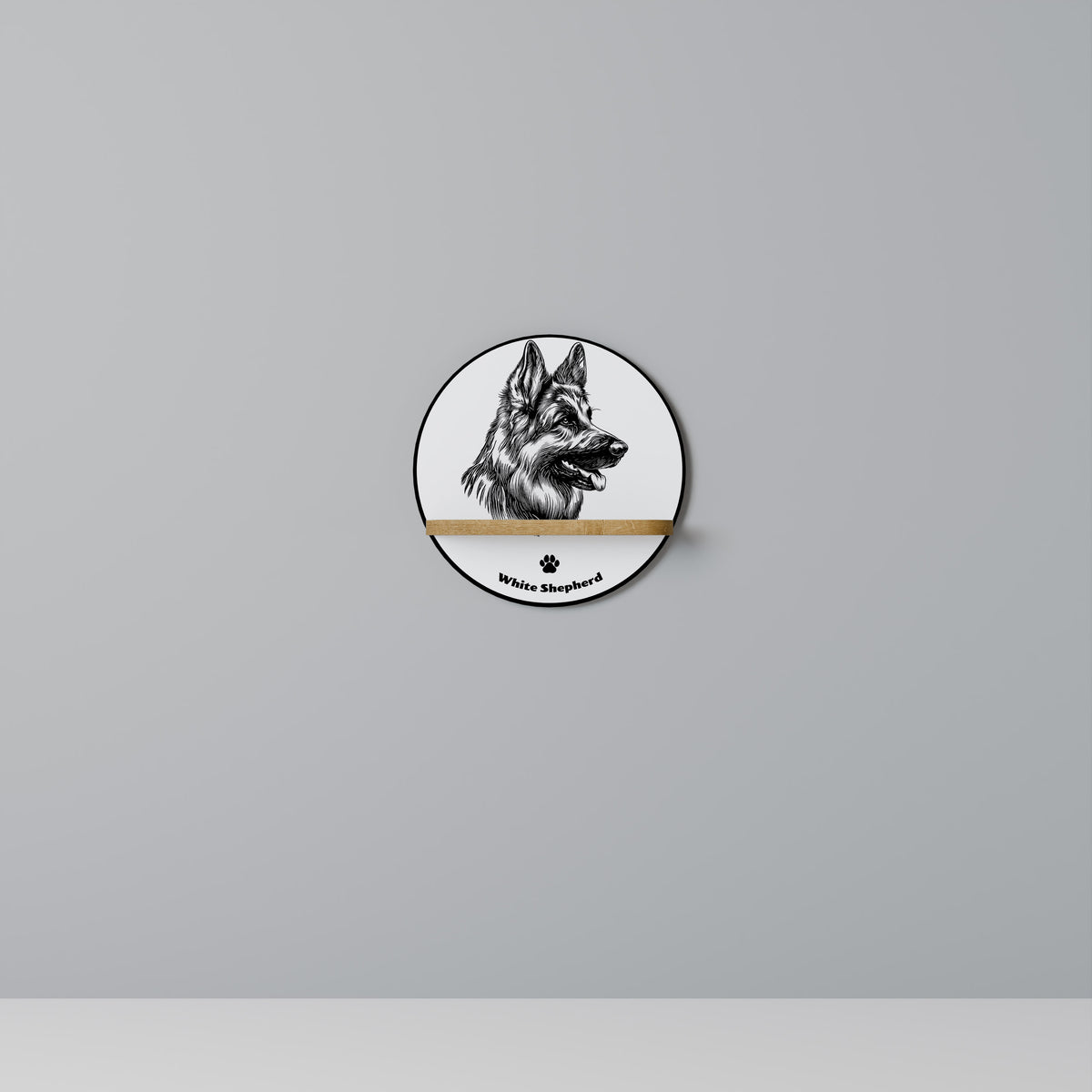 WHITE SHEPHERD DOG Dekoratives Wandregal