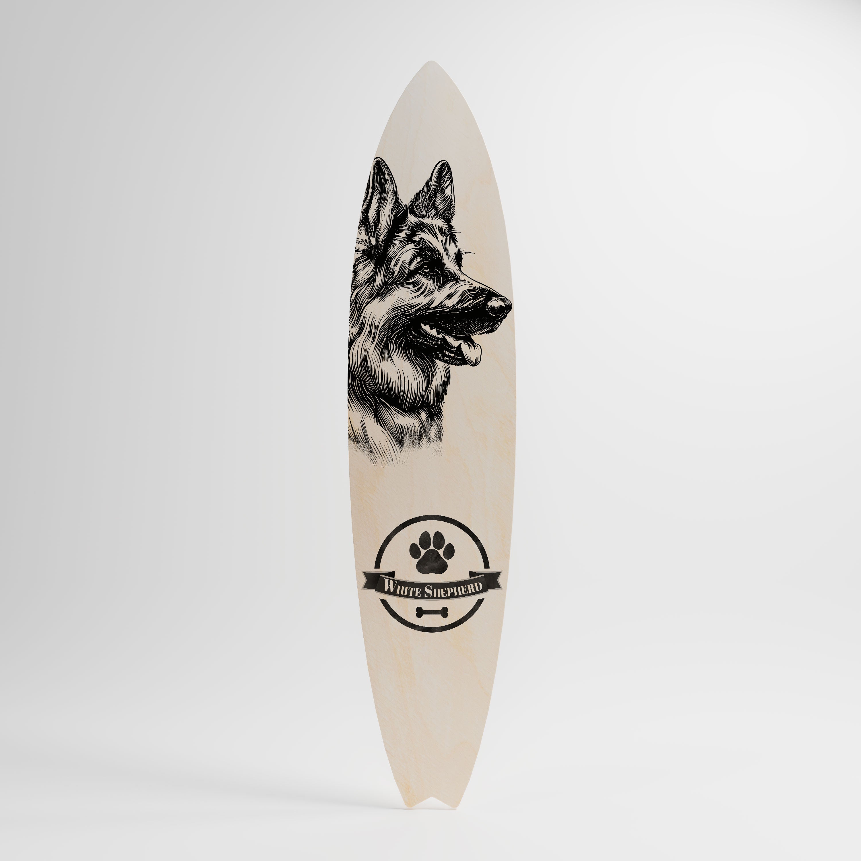 WHITE SHEPHERD DOG Deko-Surfboard