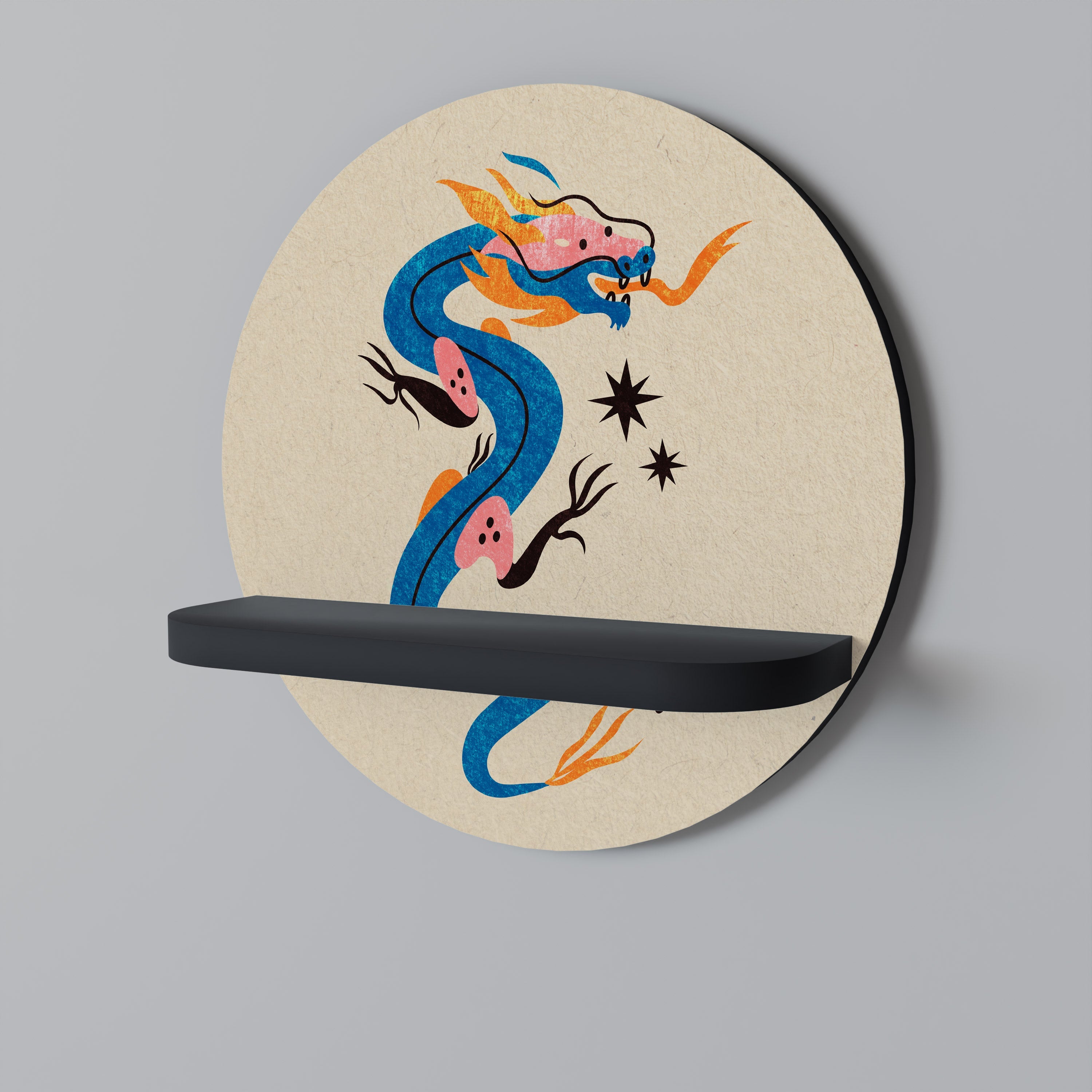 MYTHOLOGICAL CREATURES Rundes Kunstregal in Schwarz