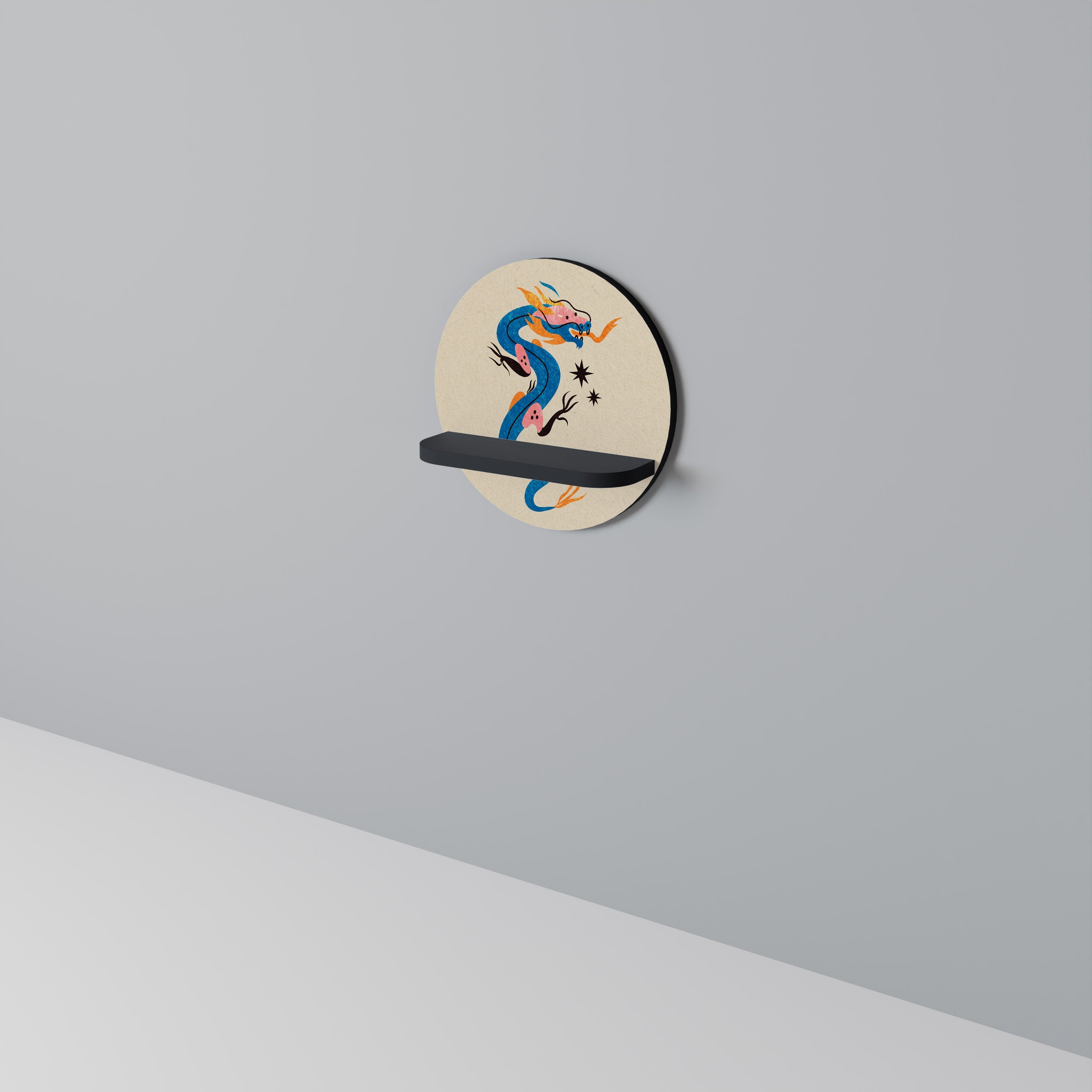 MYTHOLOGICAL CREATURES Rundes Kunstregal in Schwarz