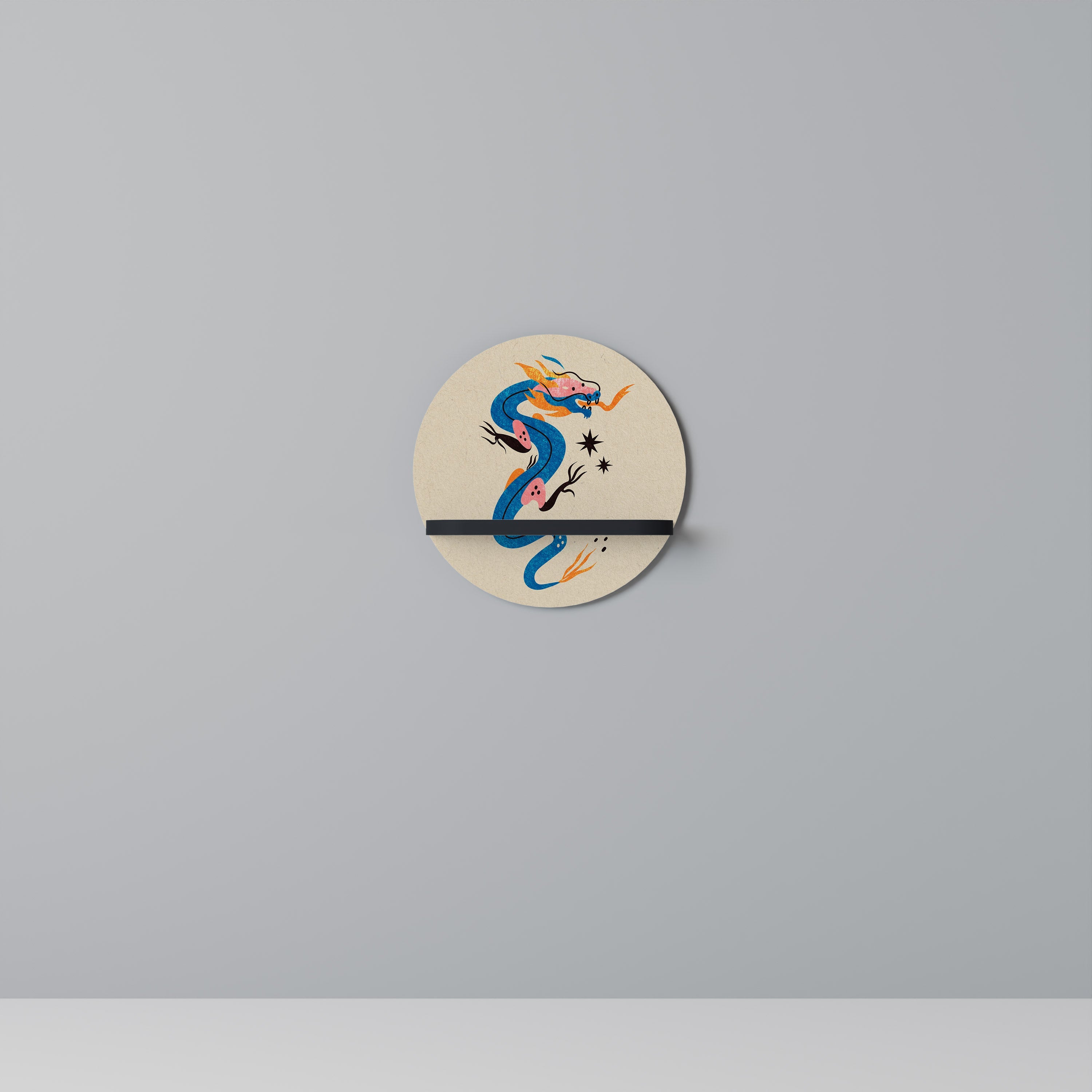 MYTHOLOGICAL CREATURES Rundes Kunstregal in Schwarz