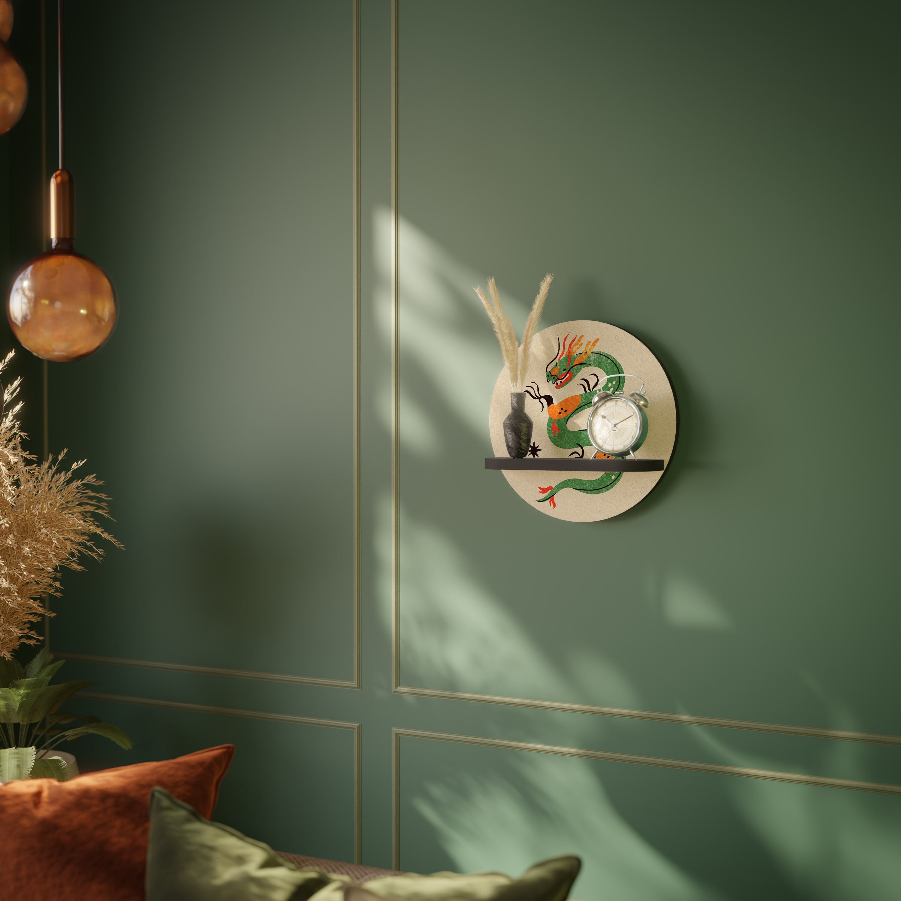 GREEN SKY GUARDIAN Rundes Kunstregal in Schwarz