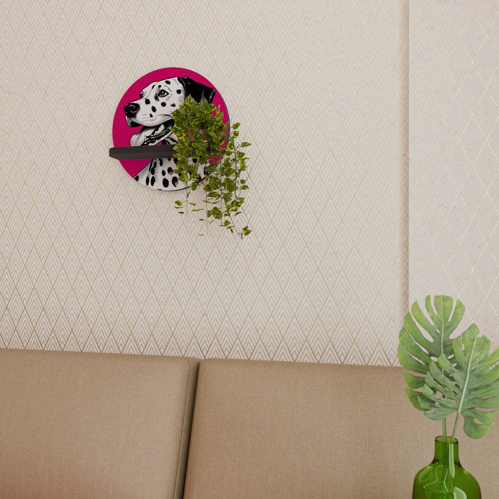 DALMATIAN SMILE Rundes Kunstregal in Schwarz