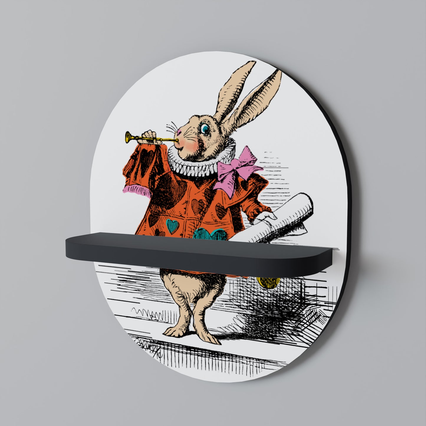 COLORFUL WHITE RABBIT Dekoratives Wandregal