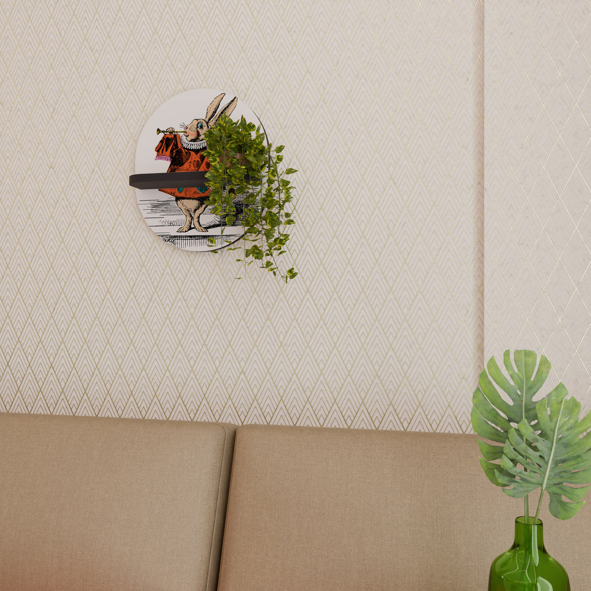 COLORFUL WHITE RABBIT Dekoratives Wandregal