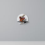 COLORFUL WHITE RABBIT Round Art Shelf In Black Finish