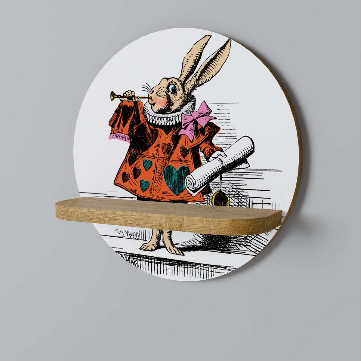 COLORFUL WHITE RABBIT Art Shelf