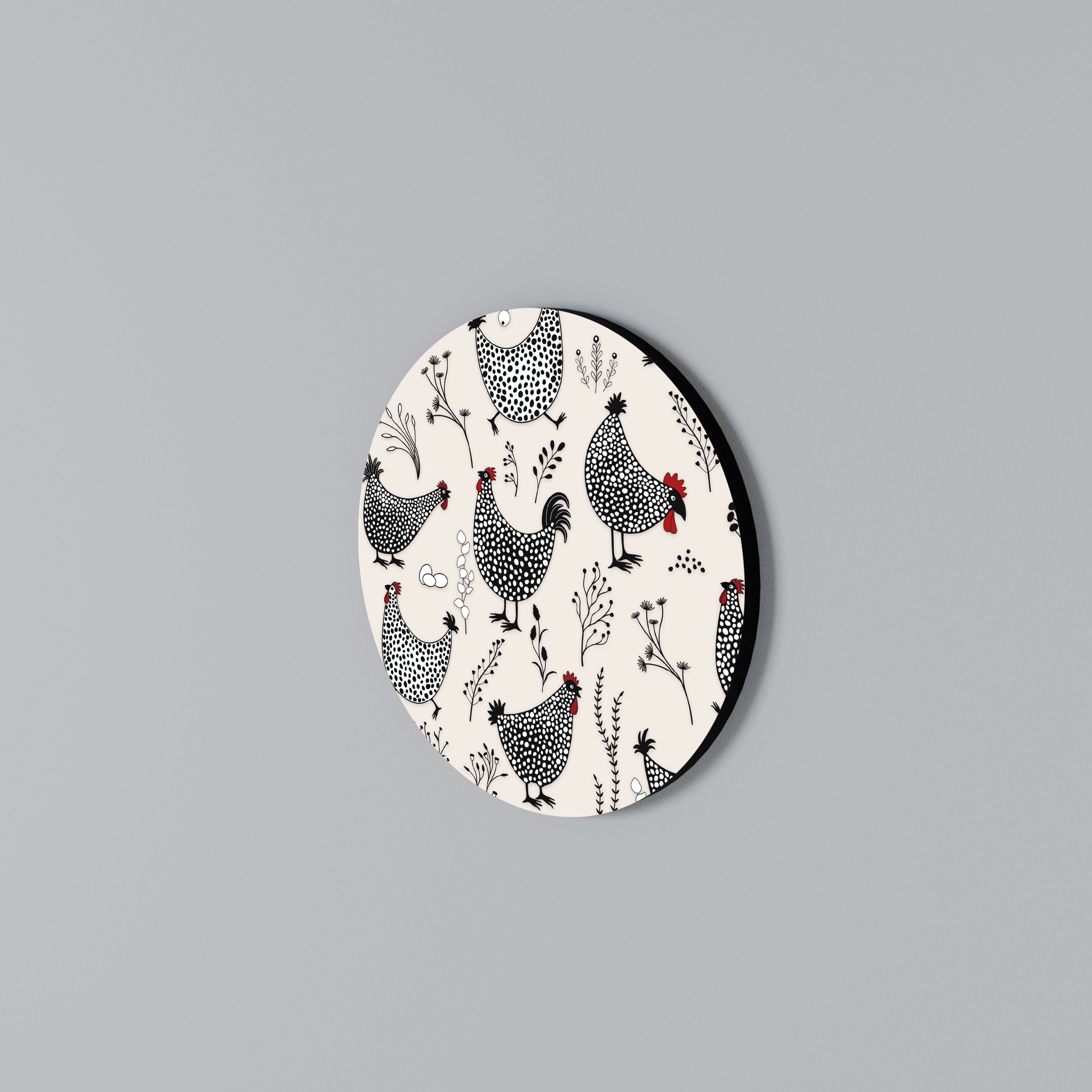 HAPPY HENS Round Wall Art