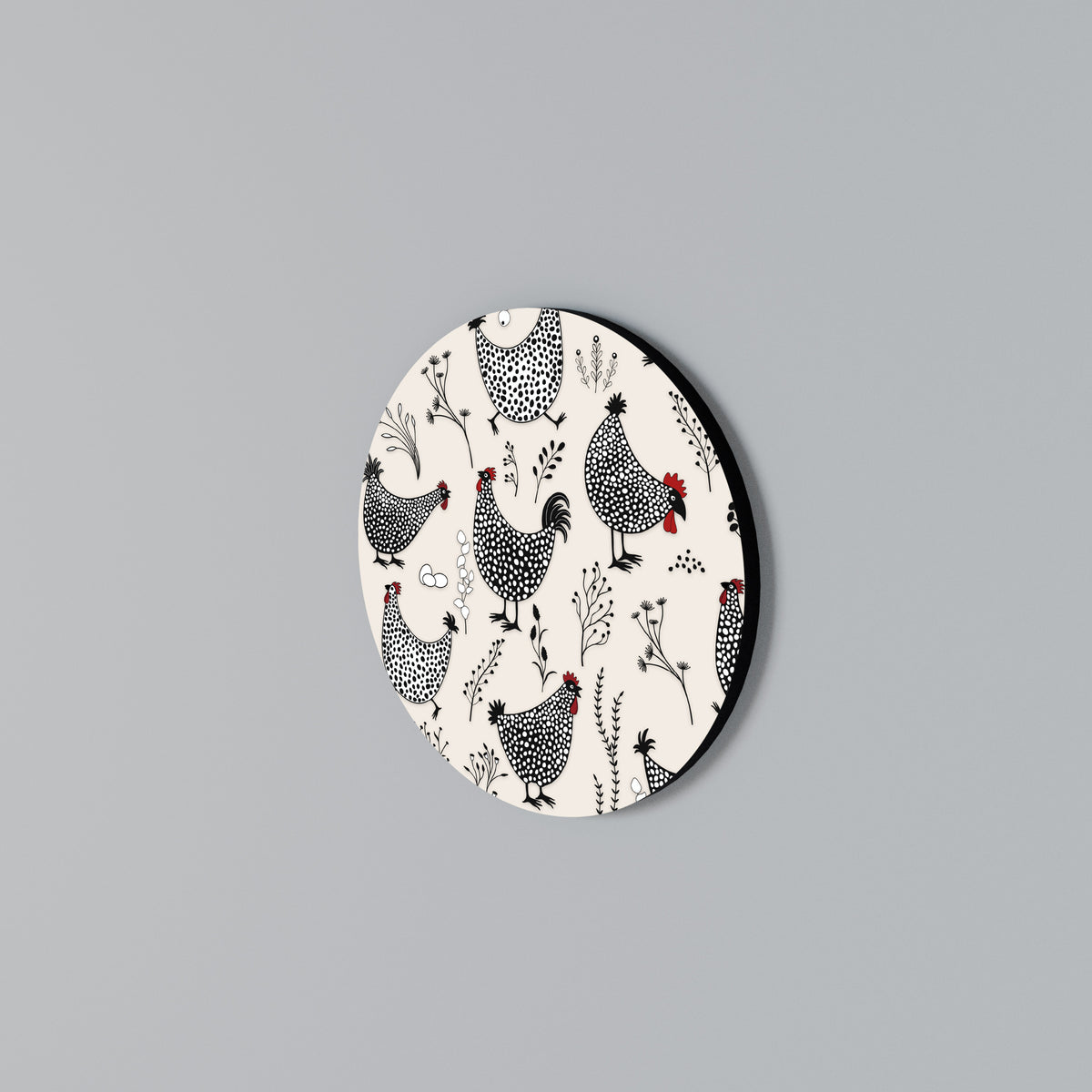 HAPPY HENS Round Wall Art