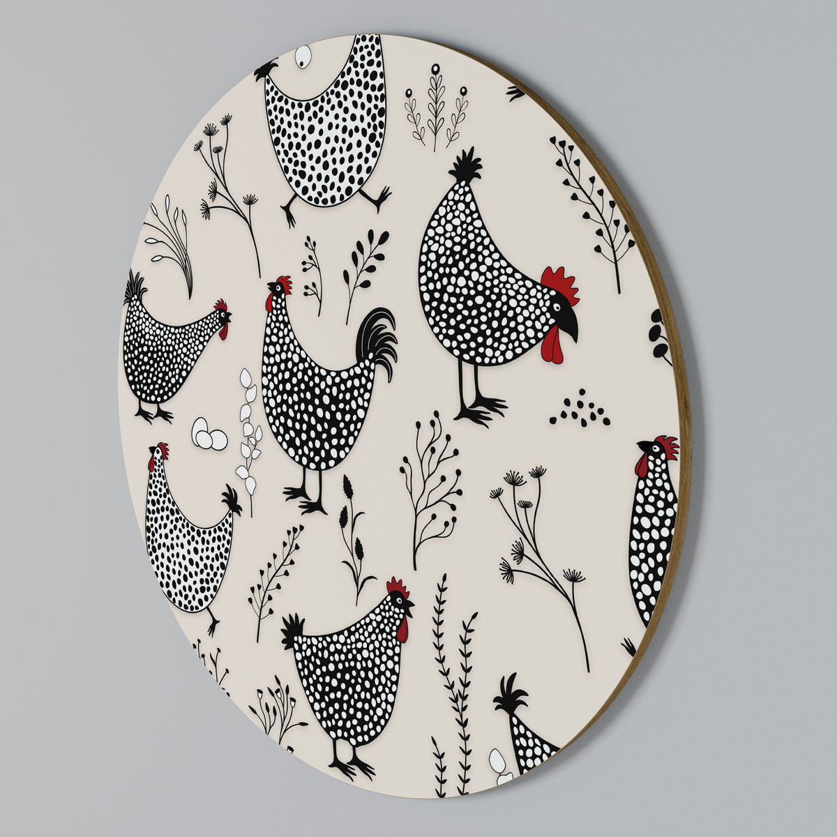 HAPPY HENS Round Wall Art