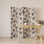 HAPPY HENS Dekorativer Paravent - 4-teilig