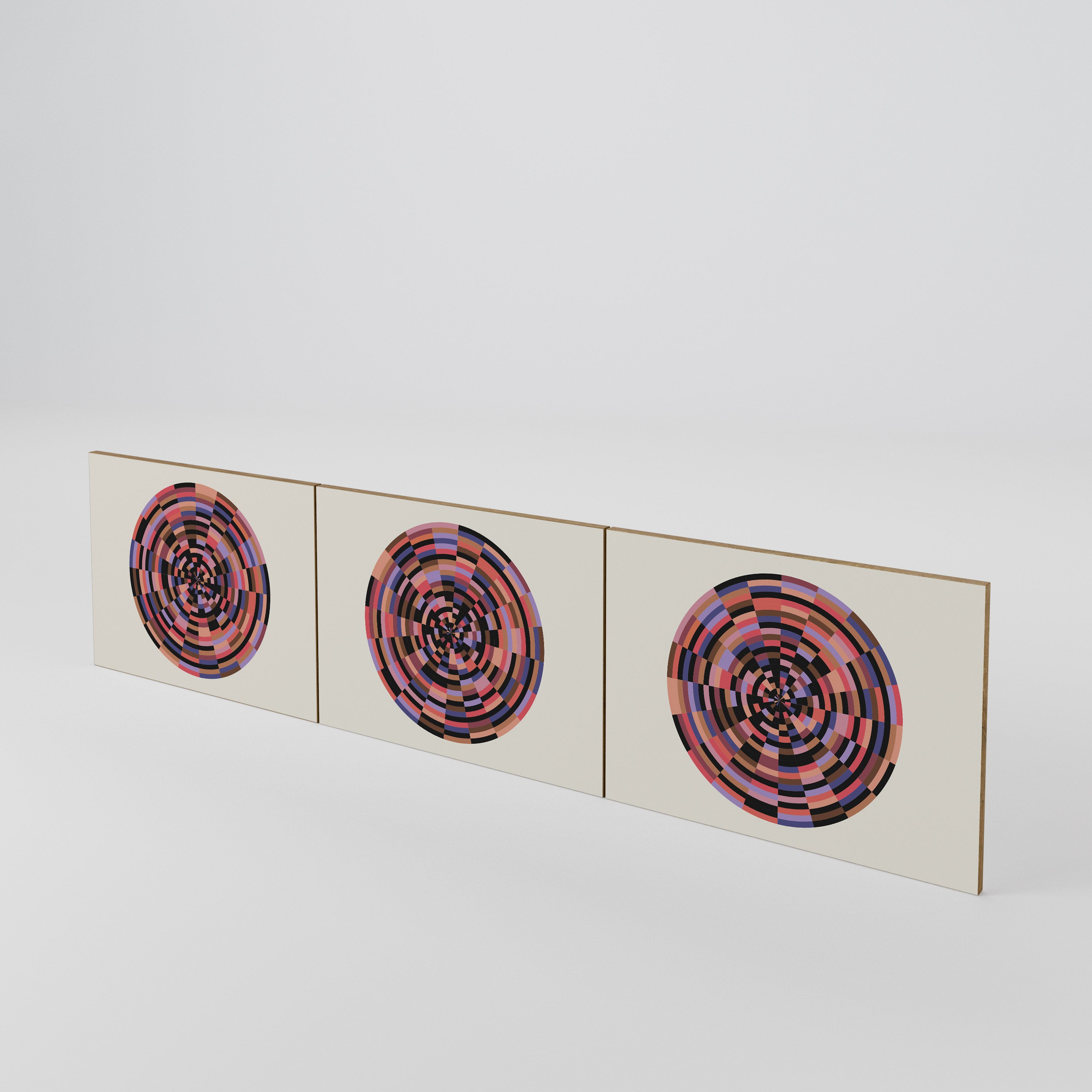 BROWN CIRCLES 3-Piece TV Cabinet Door Set