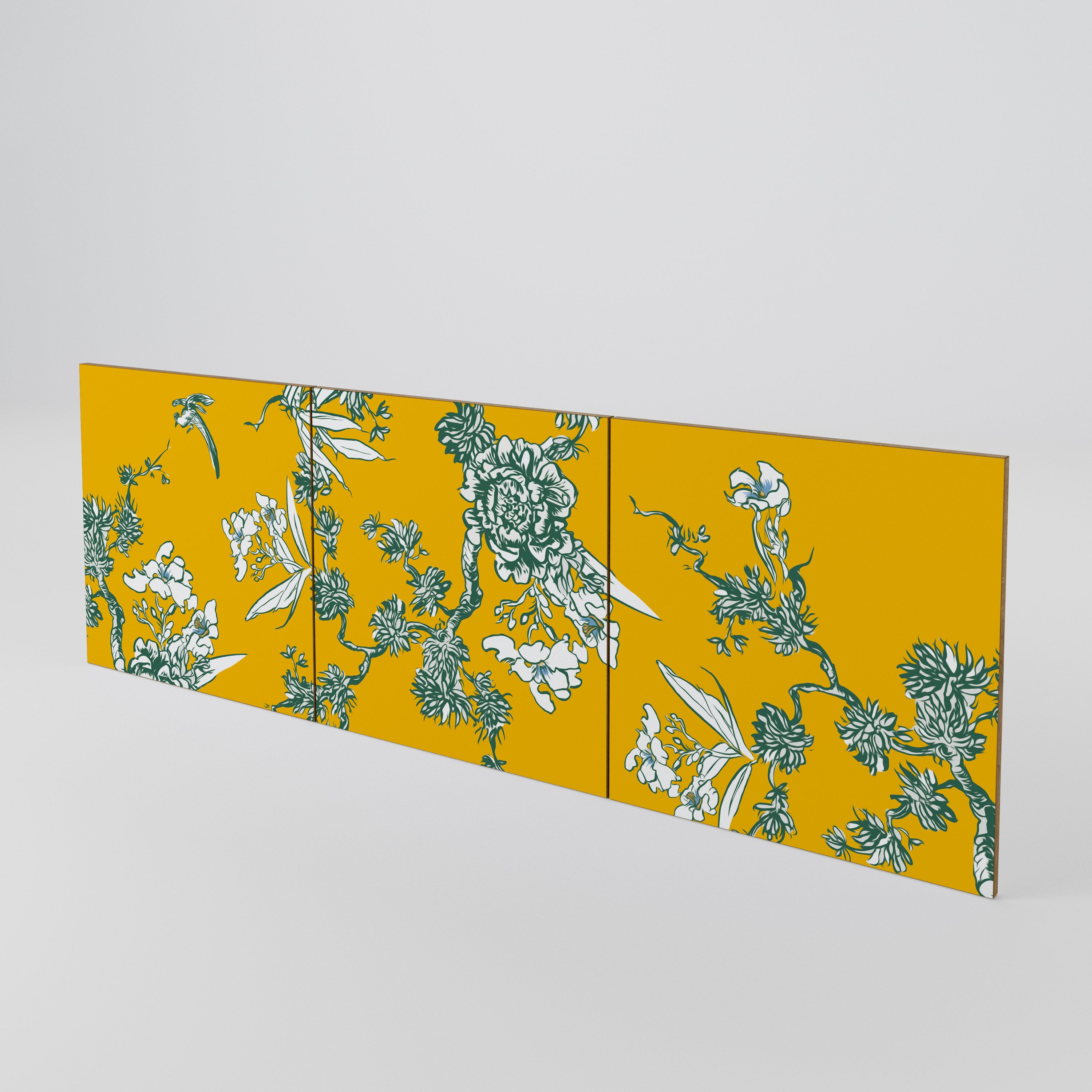 YELLOW CHINOISERIE 3-Piece Sideboard Door Set