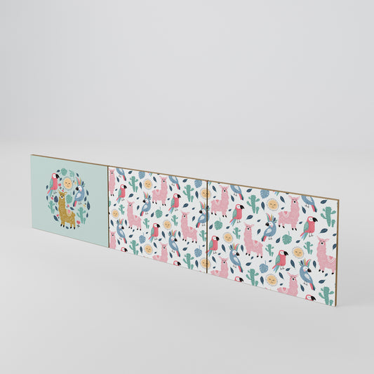 COLORFUL ALPACAS 3-Piece TV Cabinet Door Set