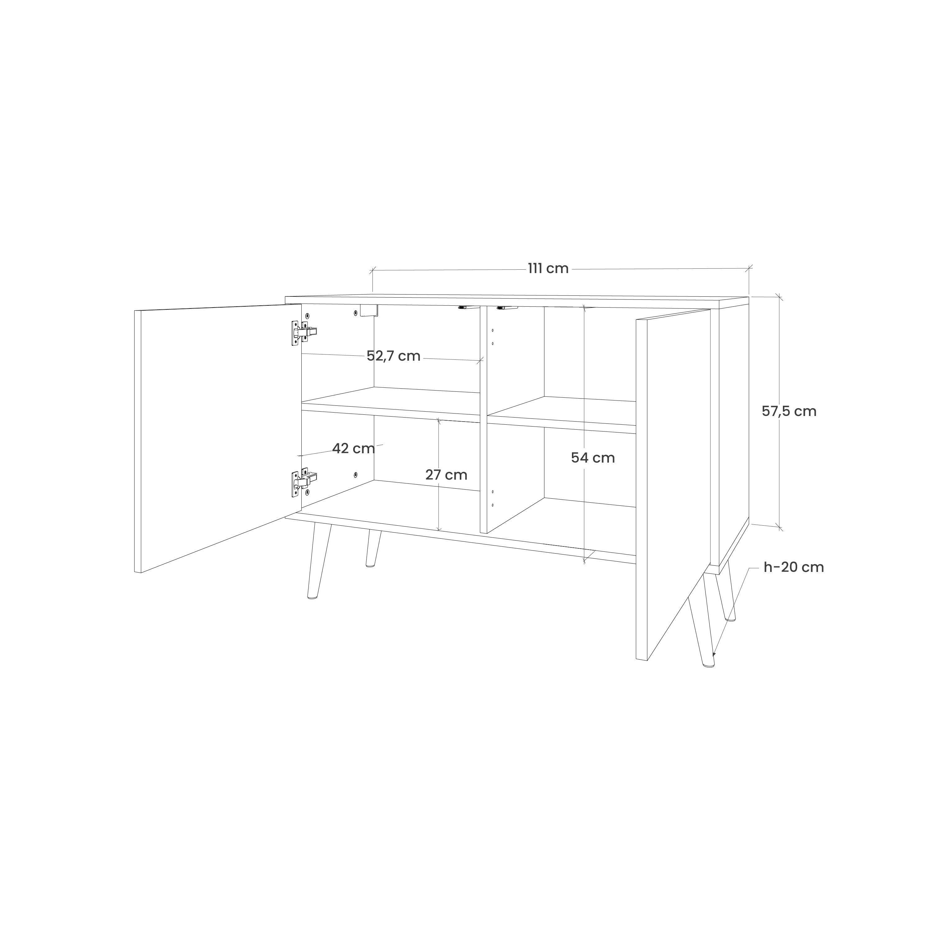 POLYGONAL ARTISTRY Sideboard mit 2 Türen in Eichenoptik