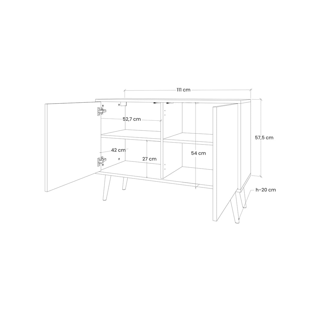 CONCRETE MOVEMENT Sideboard mit 2 Türen in Eichenoptik