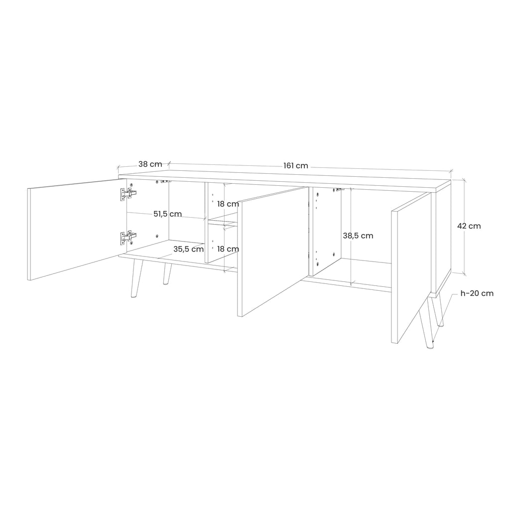 ABSTRACT THOUGHTS 3-Door TV Stand in Black Finish