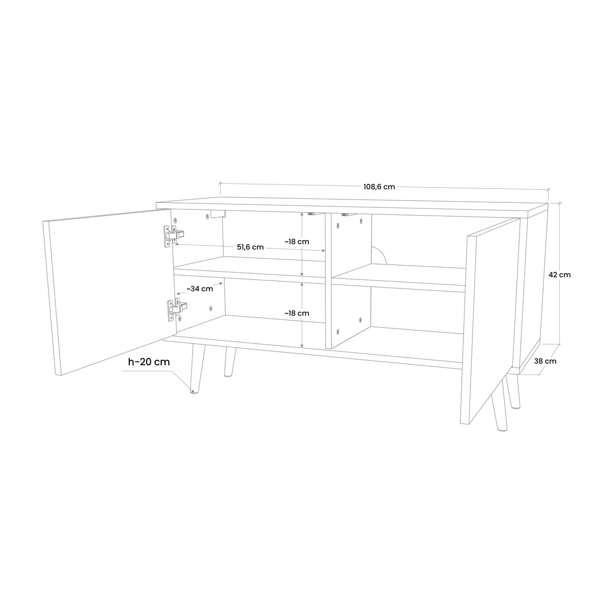PETAL HARMONY Kompaktes 2-türiges TV-Lowboard